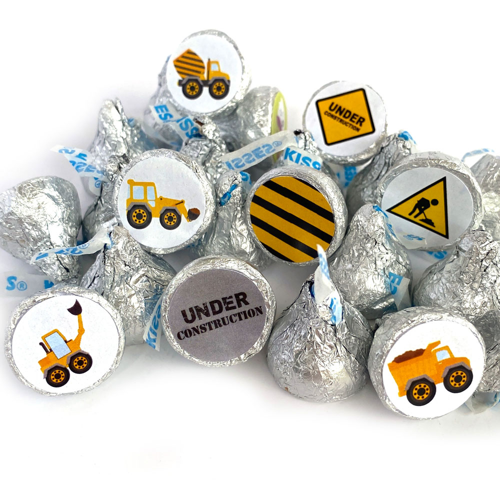Under Construction Dump Truck Labels for Hershey's Kisses Chocolates