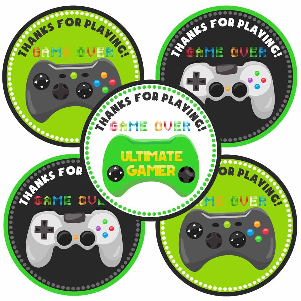 Video Game Thank You Sticker Labels 30