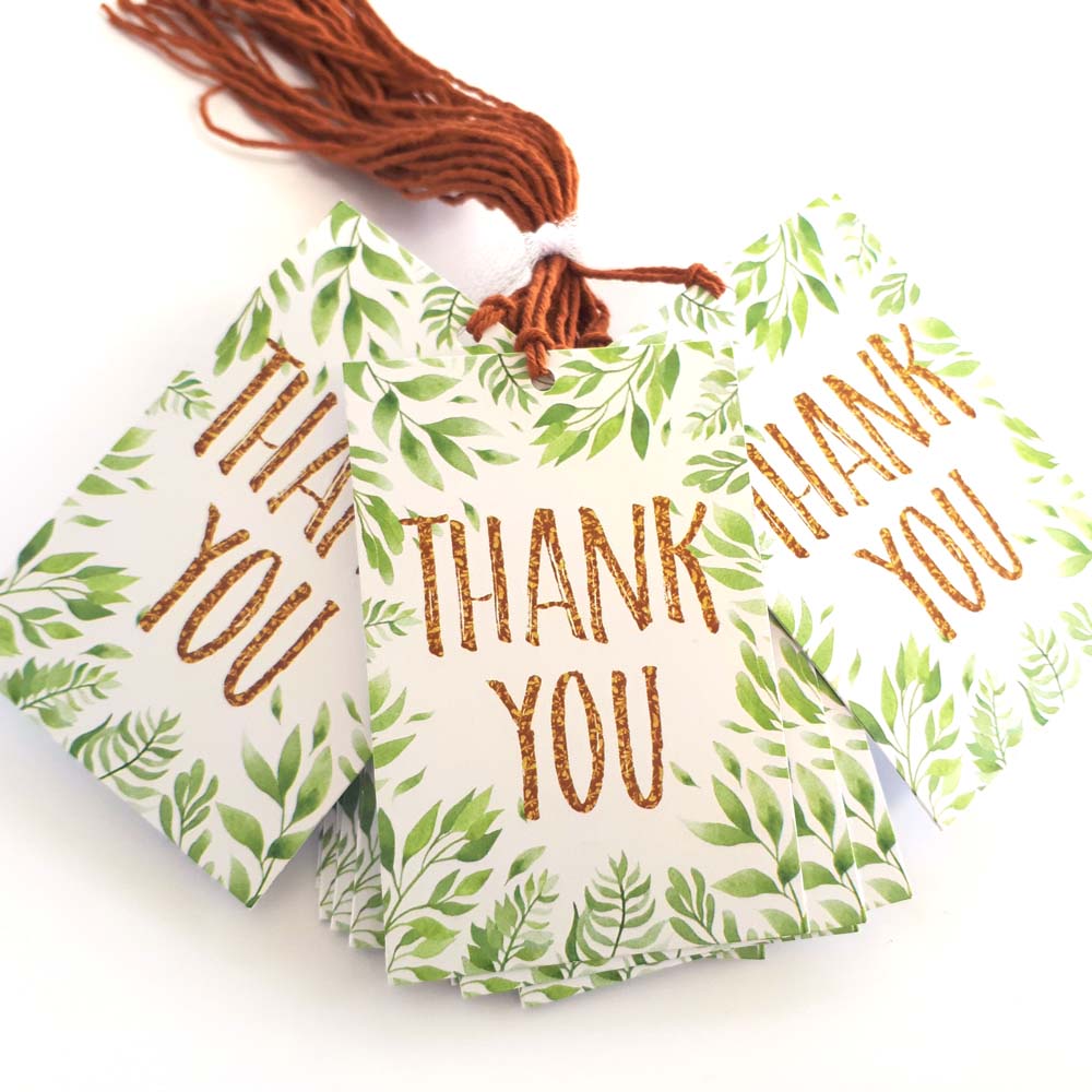 Greenery Thank You Tags – Tropical Wedding Bridal Party Favor Tags – Set of  24 - Adore By Nat