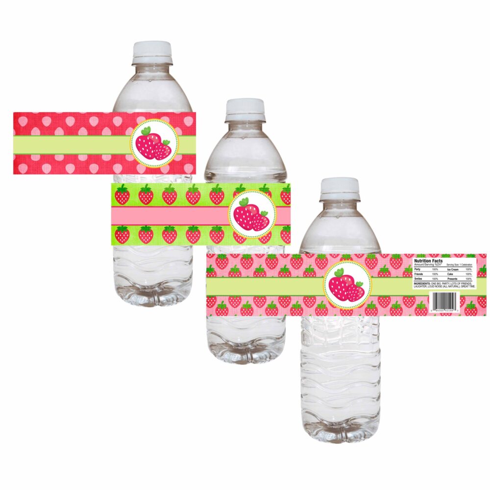 Strawberry Water Bottle Labels