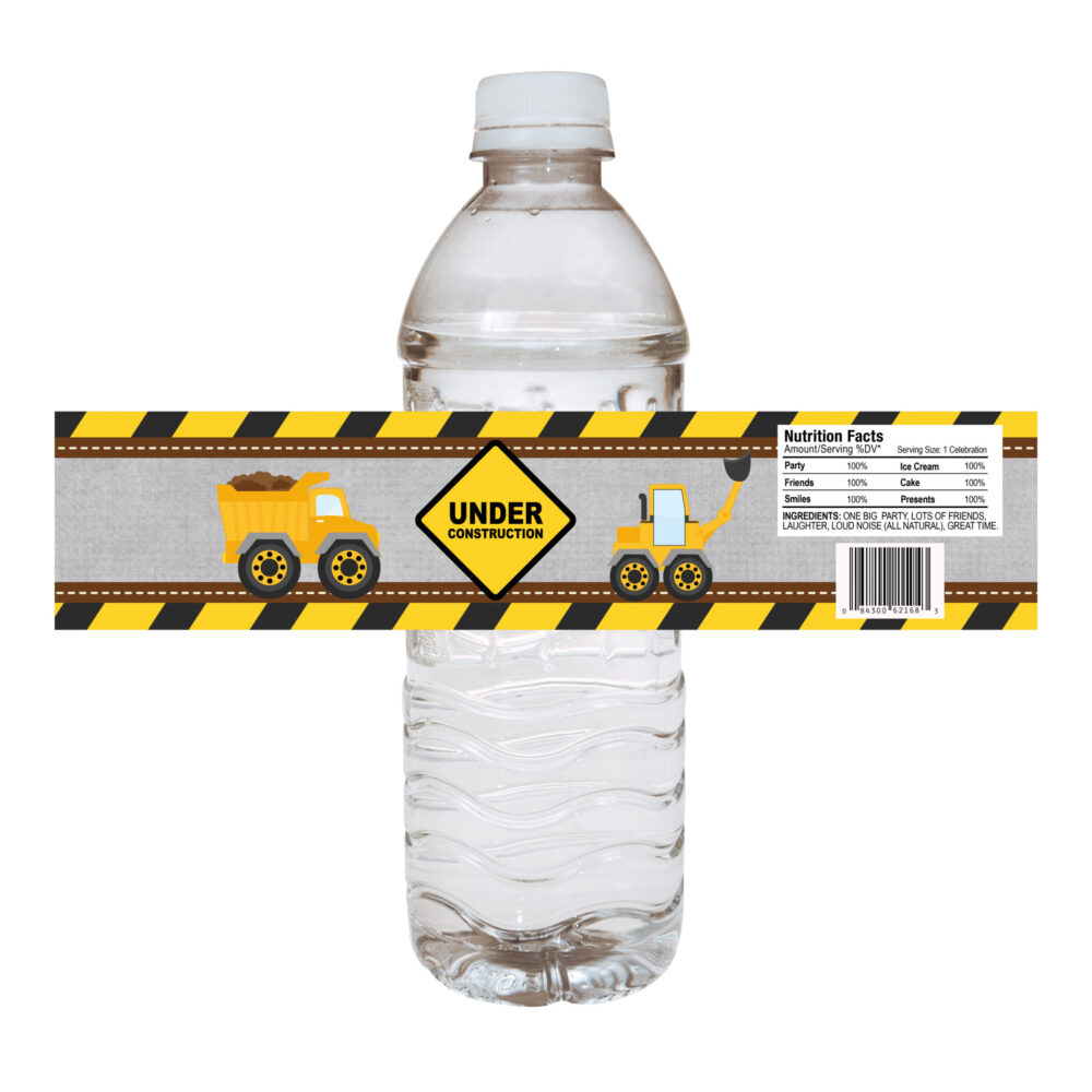 Under Construction Water Bottle Labels