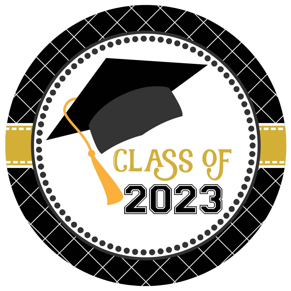 Graduation Cap Sticker Labels Class of 2023 Black