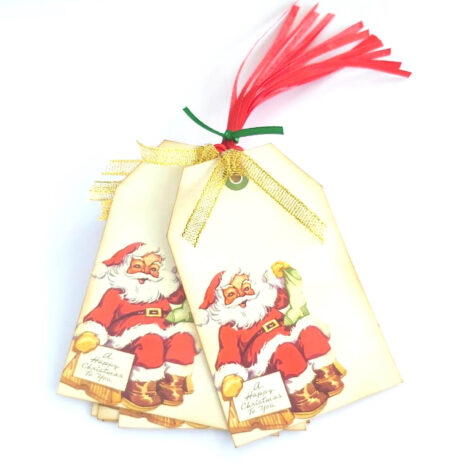 Vintage A Happy Christmas To You Santa Gift Tags