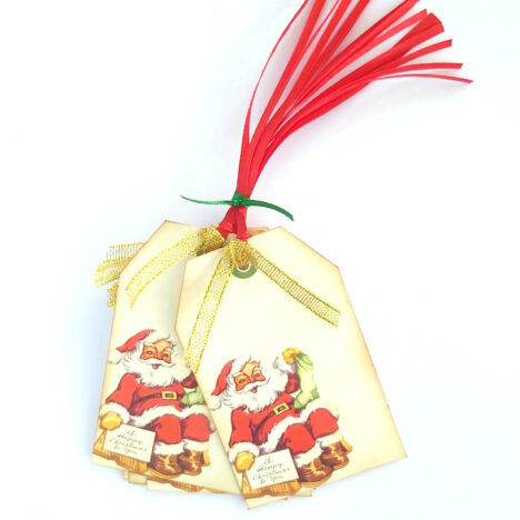 Vintage A Happy Christmas To You Santa Gift Tags