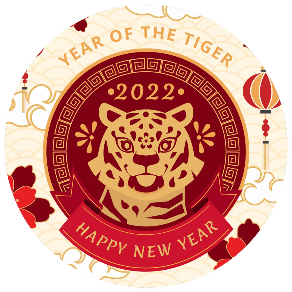 2022 Chinese New Year Sticker Labels - The Year of Tiger