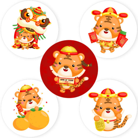 2022 Year of Tiger Chinese New Year Sticker Labels
