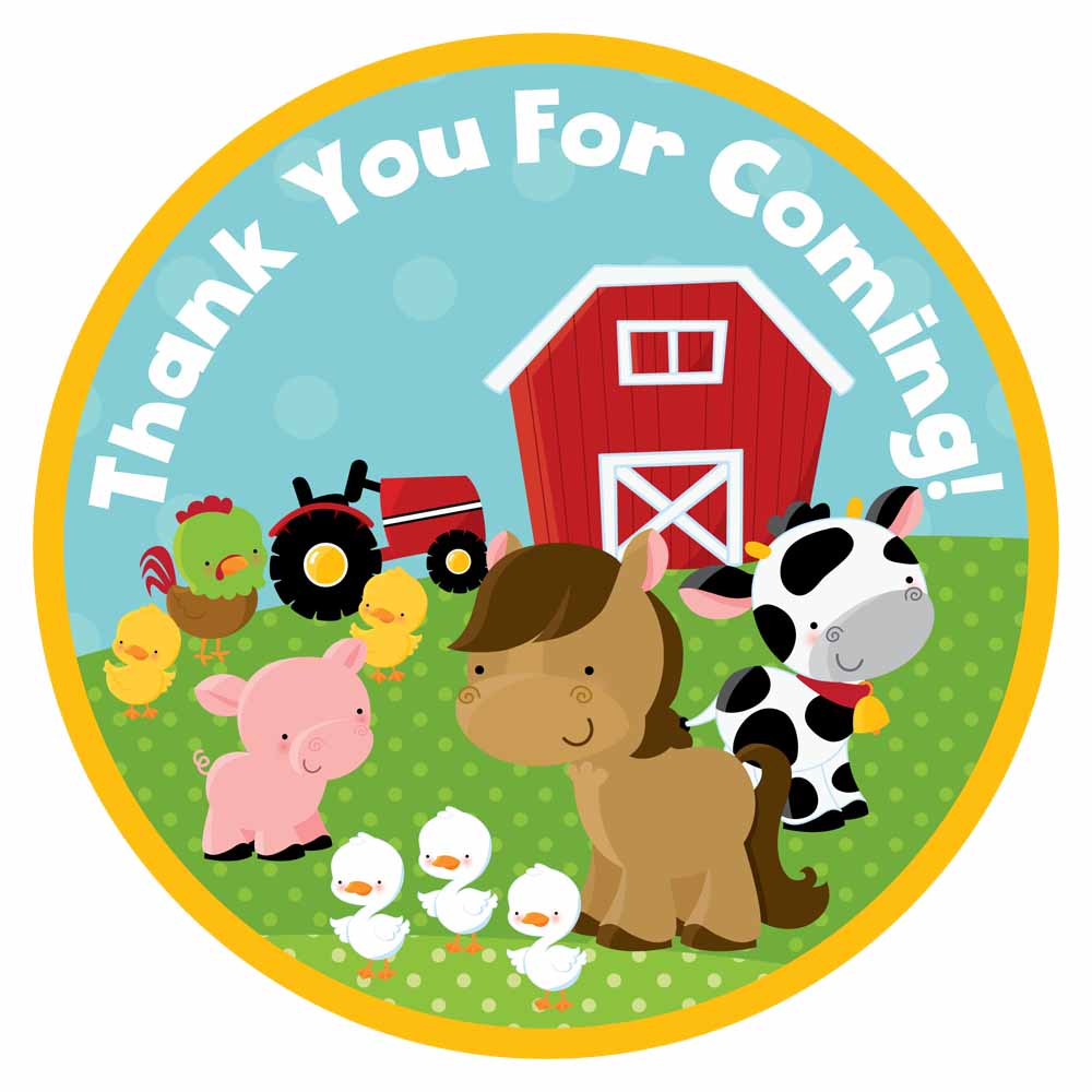Farm Animal Thank You Stickers