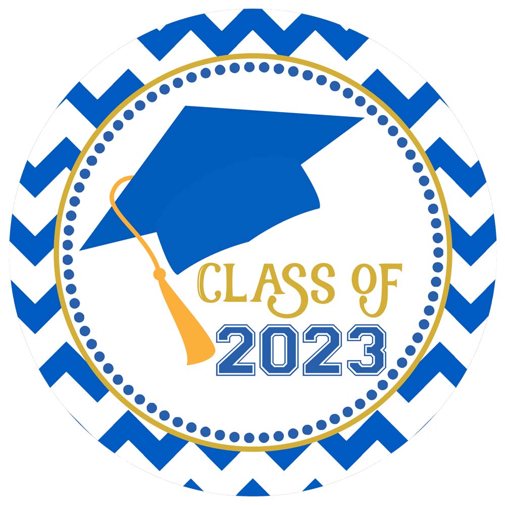 Blue Graduation Cap Sticker Labels – Class of 2023