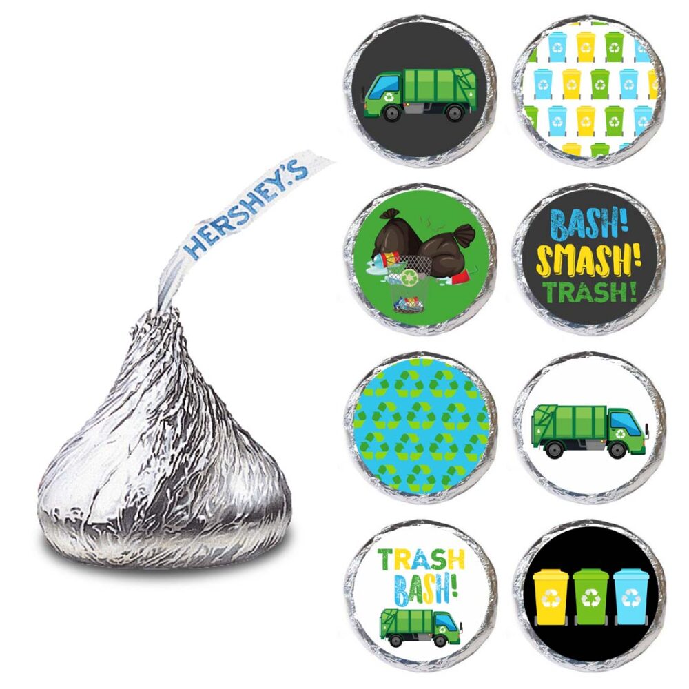 Garbage Truck Candy Stickers - Hershey Kisses Sticker Labels