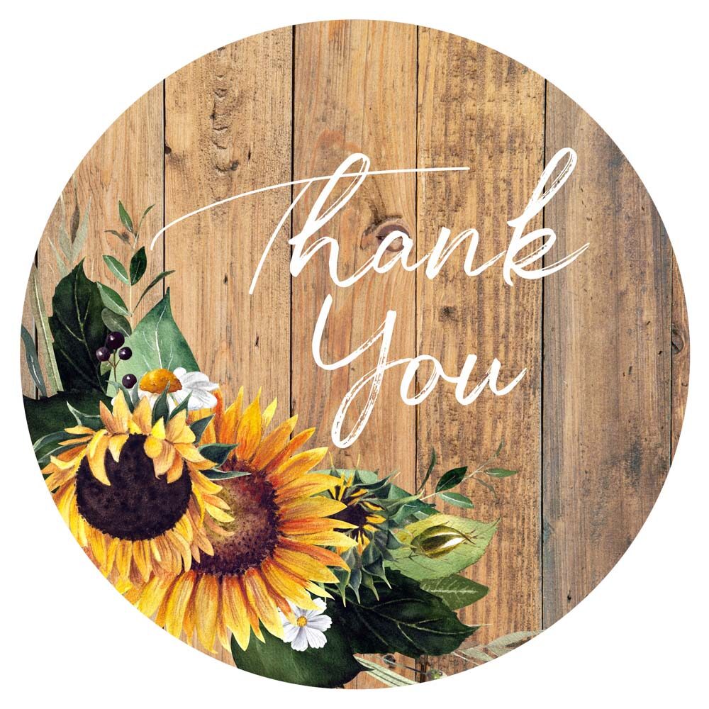 Rustic Sunflowers Thank You Stickers Labels