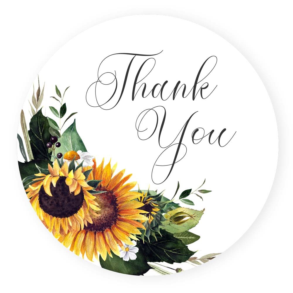 Sunflowers Thank You Stickers