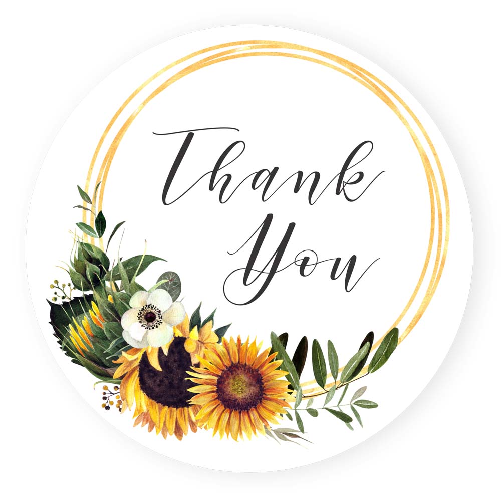 Wreath Sunflower Thank You Stickers