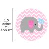 Baby Girl chevron Elephant Sticker Labels 50