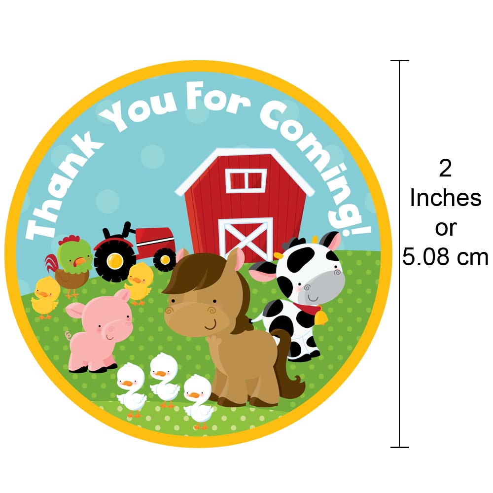 Farm Animals Thank You Stickers - Barnyard Party Favor Labels