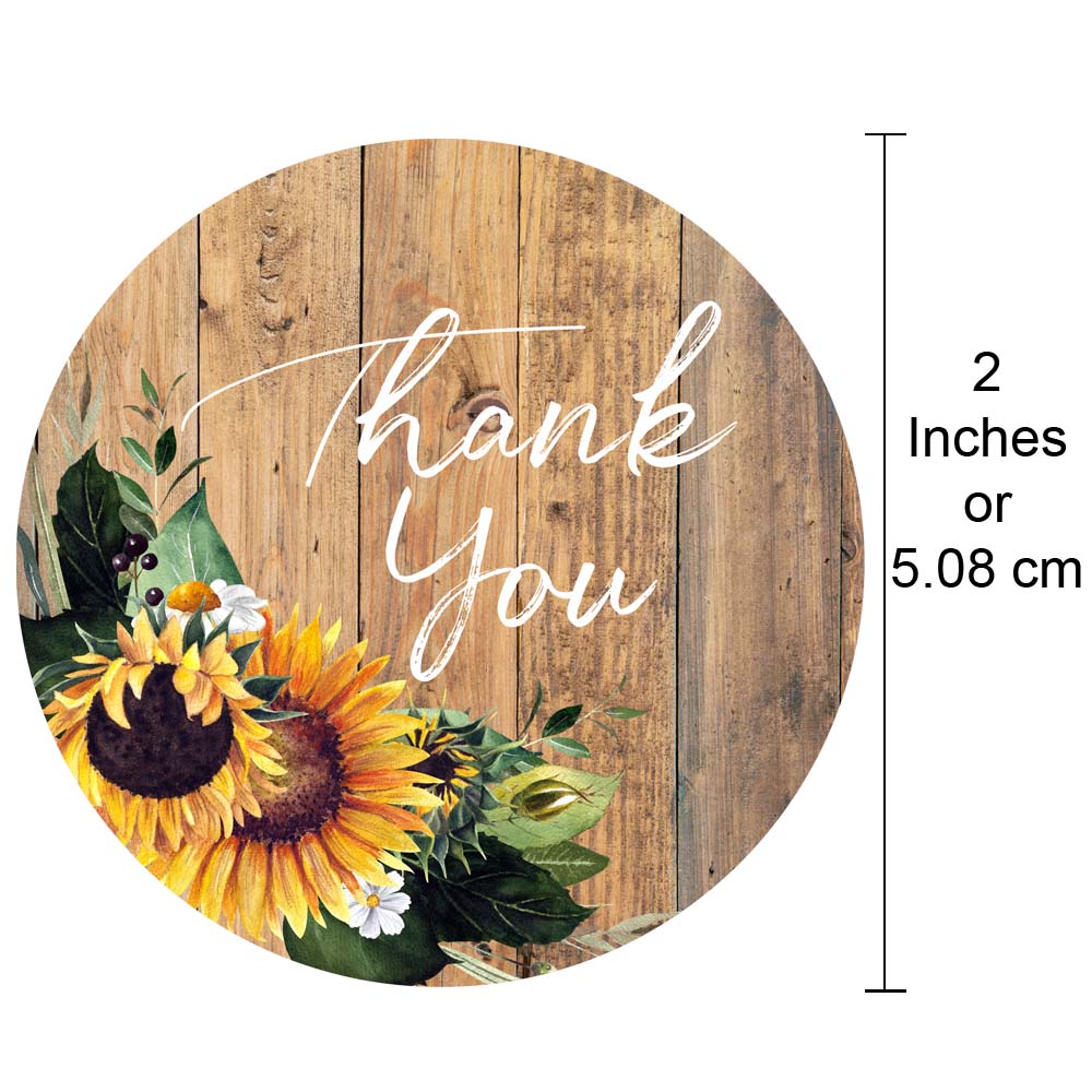 Rustic Sunflowers Thank You Stickers Labels – Set of 30 - Adore By Nat