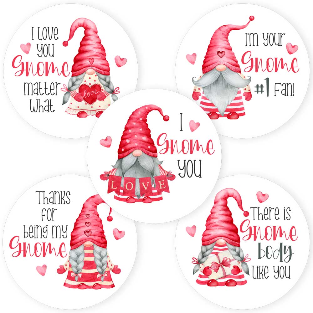 Valentine's Gnome Sticker Labels